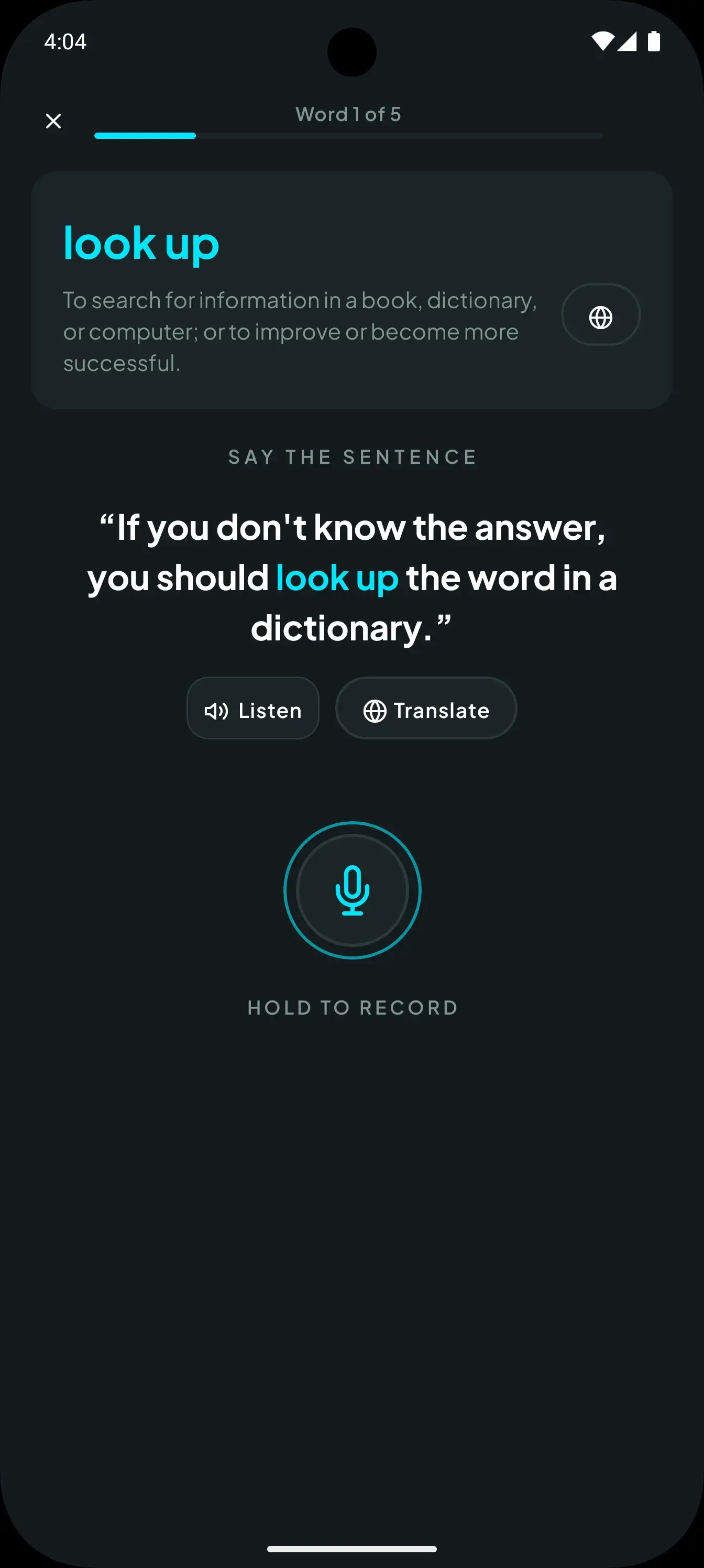 VocabPilot word detail screen